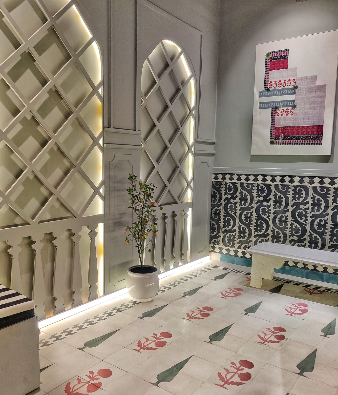 Large format designer flooring tile